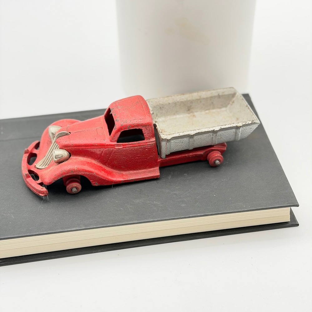 Vintage Red Diecast Metal Dump Truck Tilting Bed Made in USA 2198